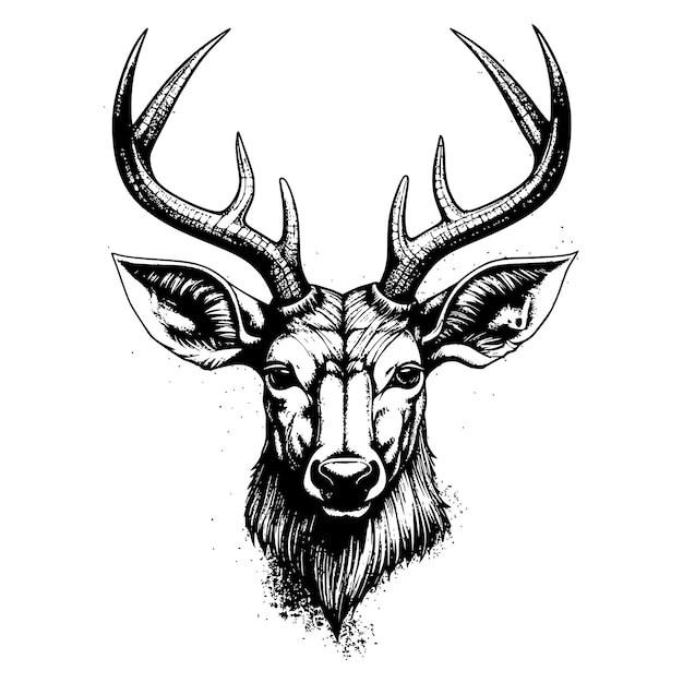 Vector a drawing of a deer head with antlers