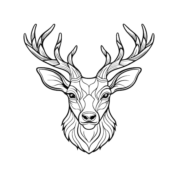 Vector a drawing of a deer head with a black and white pattern