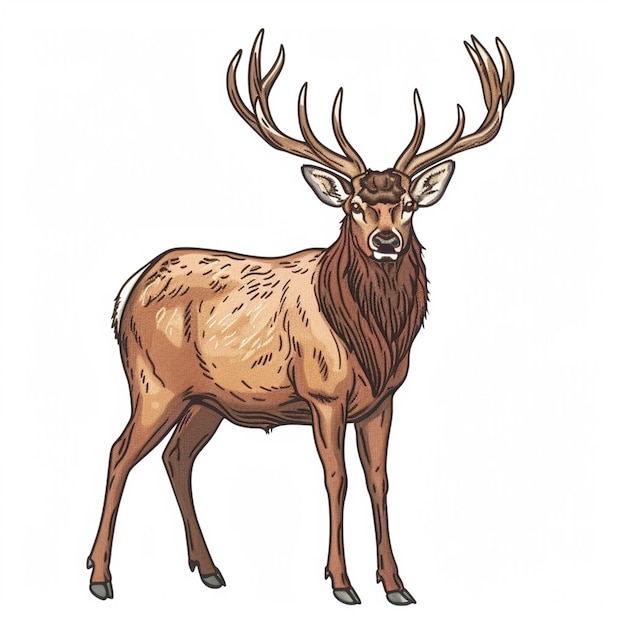 a drawing of a deer with antlers on it