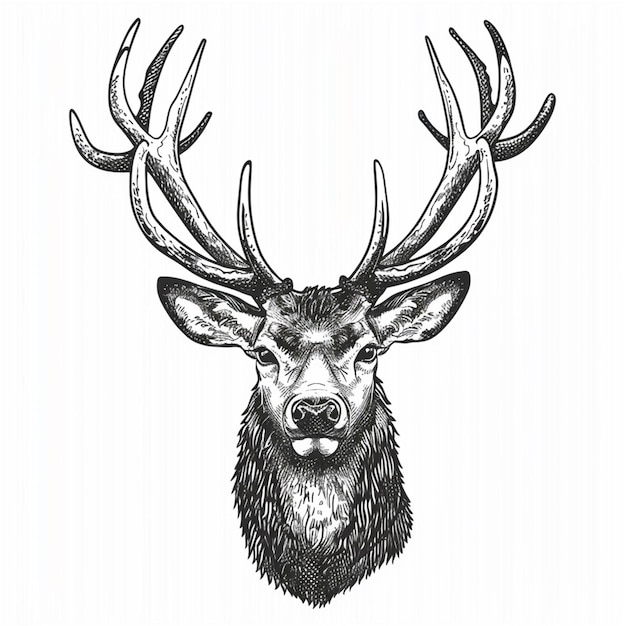 a drawing of a deer with antlers on it