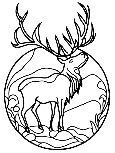 Vector a drawing of a deer with antlers on it