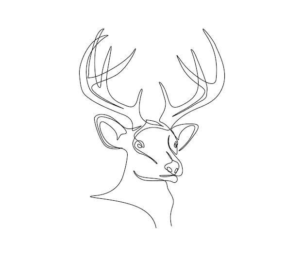 A drawing of a deer with antlers.