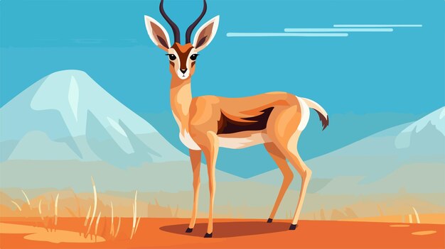 Vector a drawing of a deer with a mountain in the background