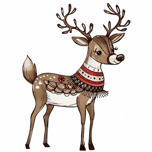 a drawing of a deer with a sweater on it