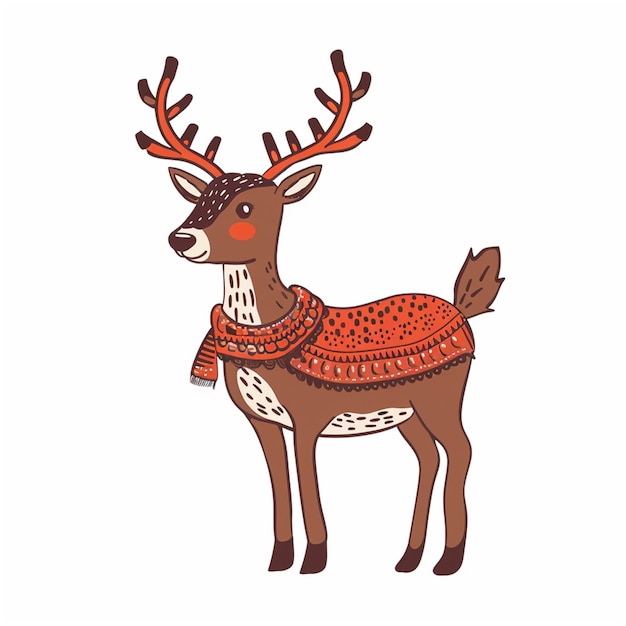 a drawing of a deer with a sweater on it