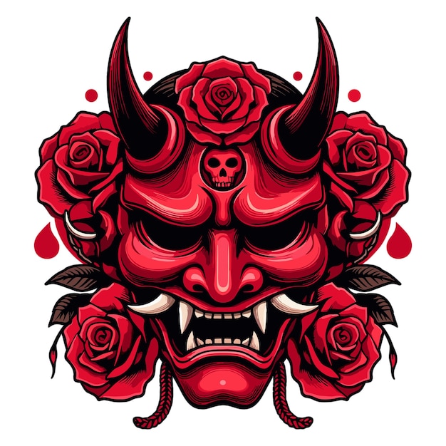 Vector a drawing of a devil with red roses on it