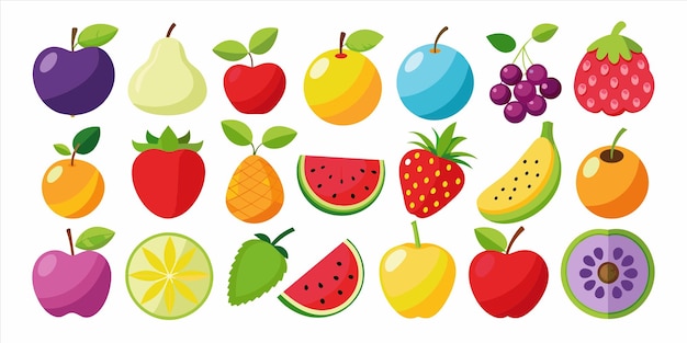 a drawing of different fruits including strawberries strawberries and blueberries