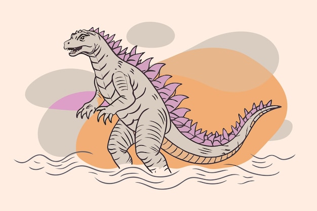 Vector a drawing of a dinosaur with a pink background