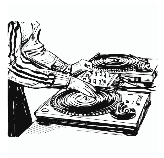 Drawing of DJ turntable