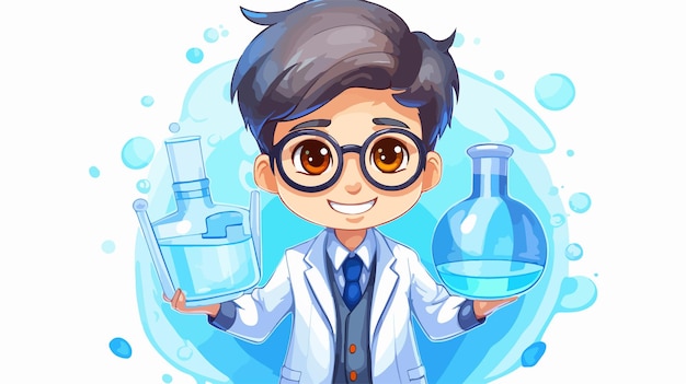 a drawing of a doctor holding a bottle of medicine