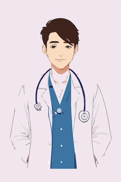 a drawing of a doctor with a stethoscope on his neck