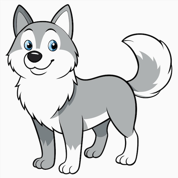 Vector a drawing of a dog that has blue eyes and a white background