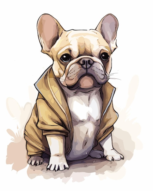 Vector a drawing of a dog wearing a jacket that says  pug