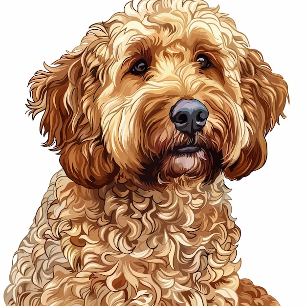 a drawing of a dog with a black nose and a brown nose