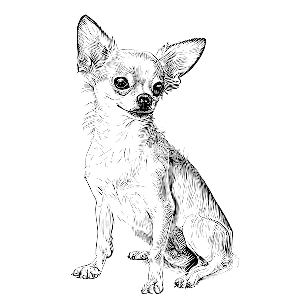 A drawing of a dog with a black outline that says " chihuahua ".