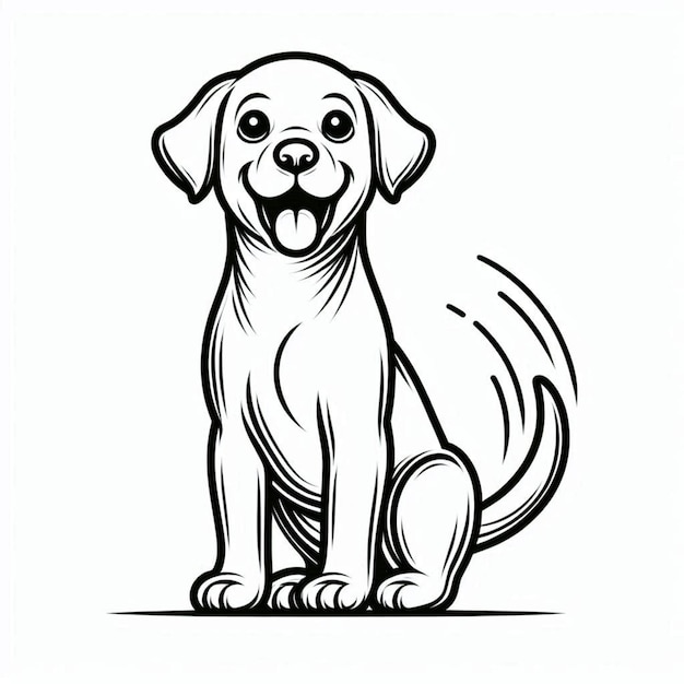 a drawing of a dog with a black and white background