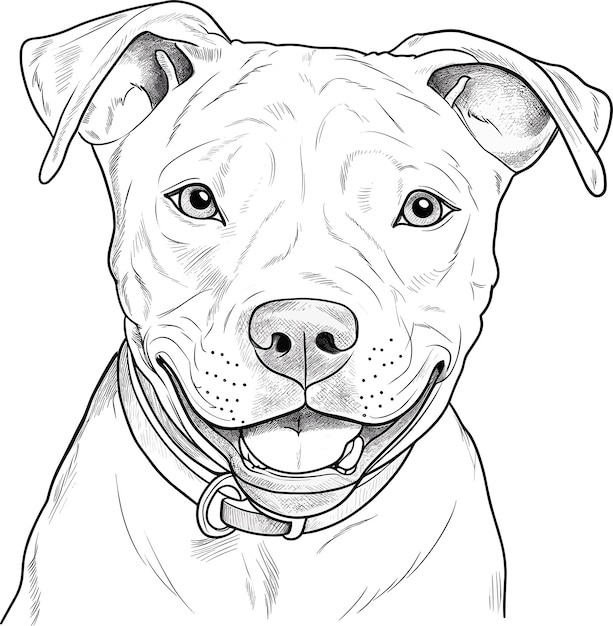 A drawing of a dog with a collar that says " pit bull ".