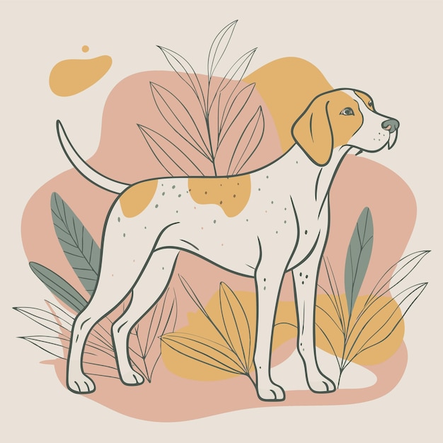 Vector a drawing of a dog with a feather on its back