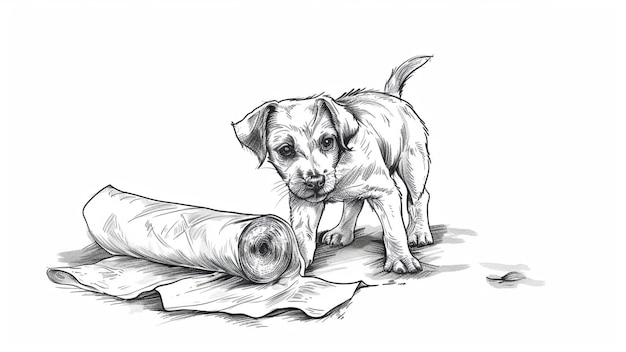 Vector a drawing of a dog with a newspaper that says dog