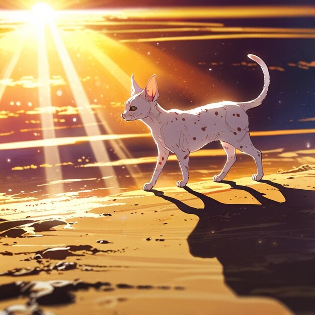 Vector a drawing of a dog with the sun behind it