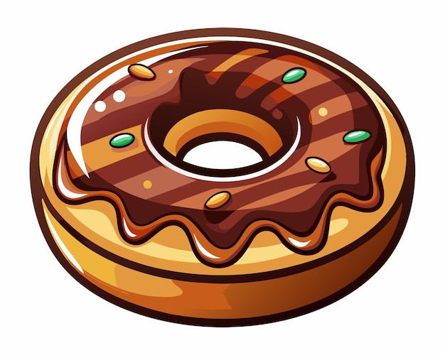 a drawing of a donut with chocolate icing and sprinkles