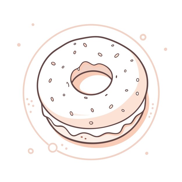 Vector a drawing of a donut with a pink and white background