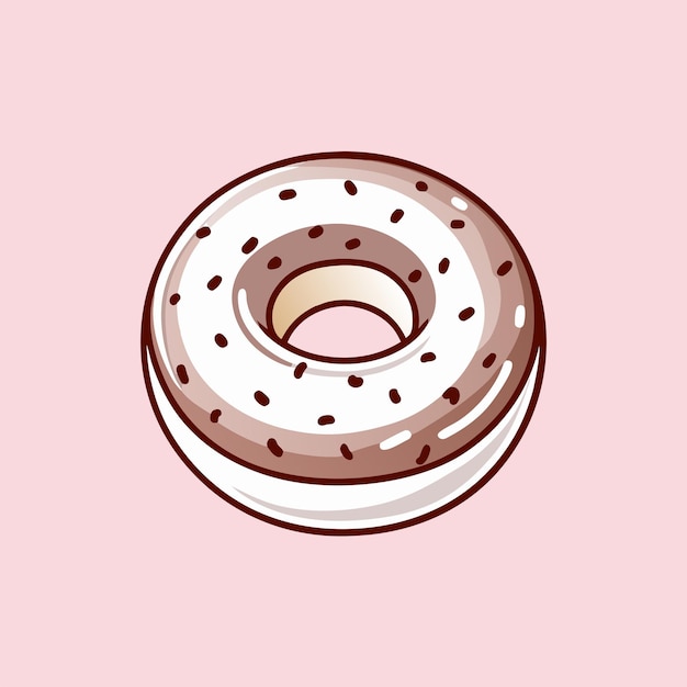 Vector a drawing of a donut with a white frosting and sprinkles