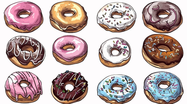 a drawing of donuts with different colors and the words  donuts