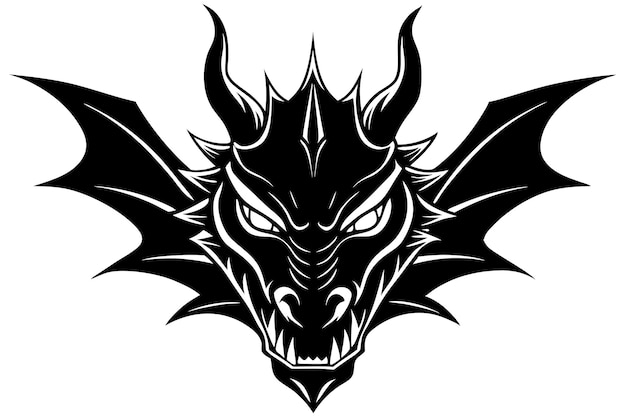 a drawing of a dragon head with a dragon head on it