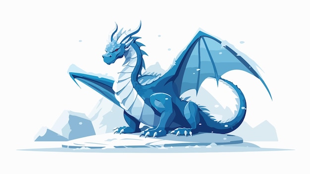 Vector a drawing of a dragon with a blue body and white background