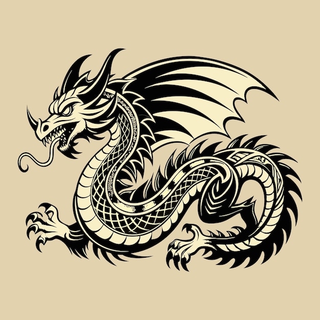 a drawing of a dragon with a dragon on it