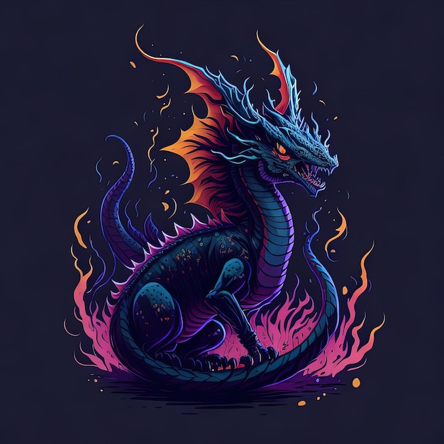 A drawing of a dragon with the word dragon on it