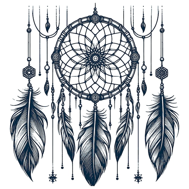 A Drawing Of A Dream Catcher And Other Items vector file