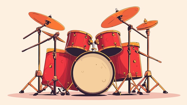 a drawing of a drum set with a drum kit on the bottom