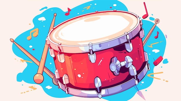 a drawing of a drum set with a drum stick and a drum stick