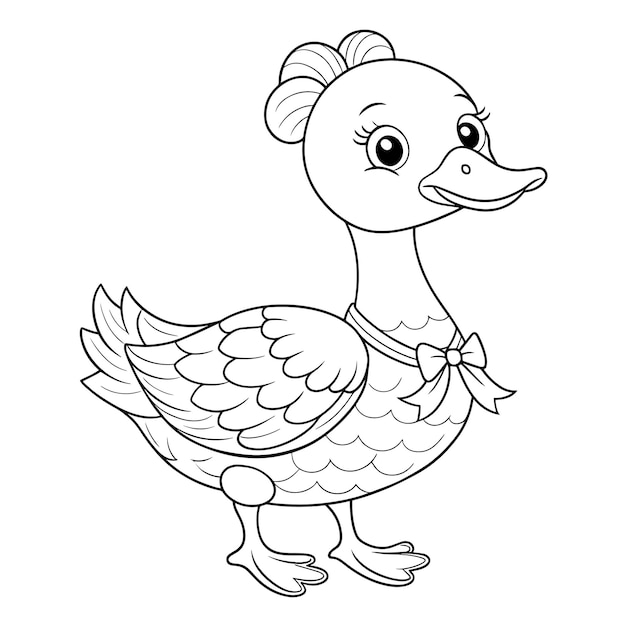 Vector a drawing of a duck with a bow on its neck