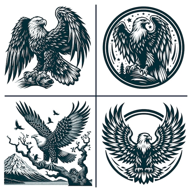 a drawing of a eagle and a symbol of a bird