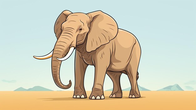 Vector a drawing of an elephant in the desert