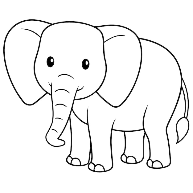 Vector a drawing of an elephant with a black outline on it