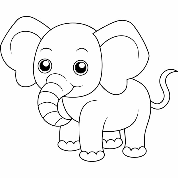 Vector a drawing of an elephant with a long trunk