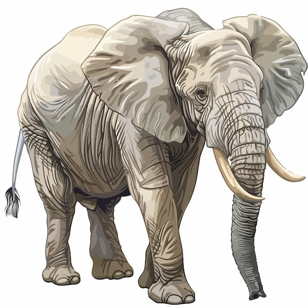 Vector a drawing of an elephant with tusks on it