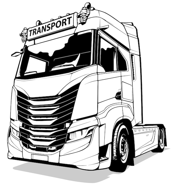 Drawing of a European Truck from the Front View