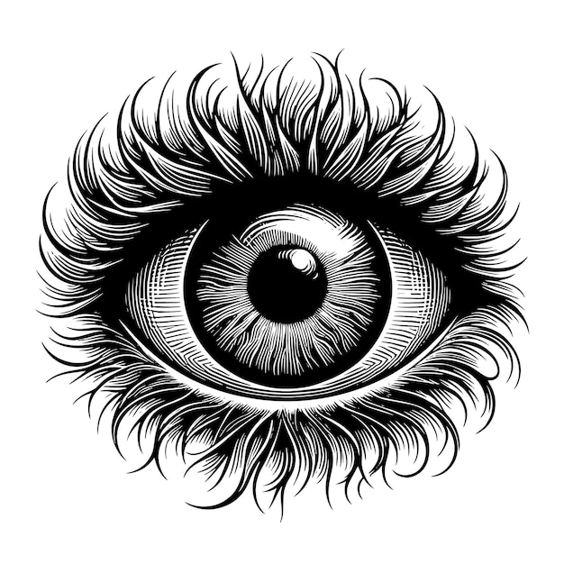 a drawing of an eye with a large pupil and a large eye