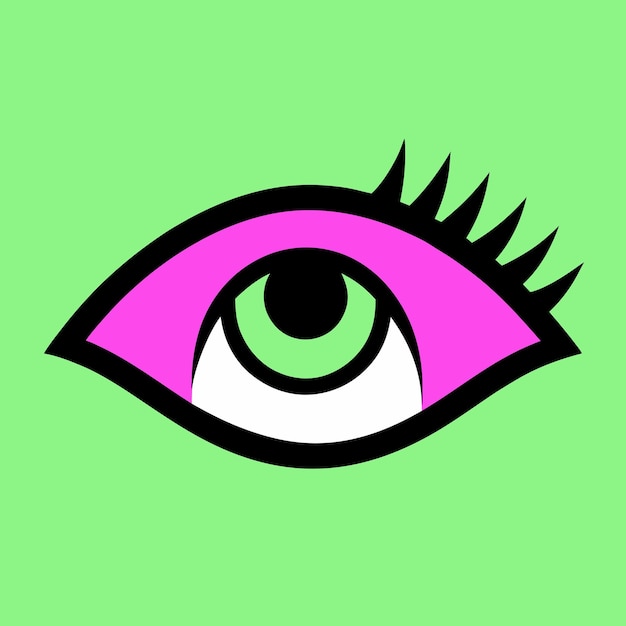 a drawing of an eye with a pink and white border