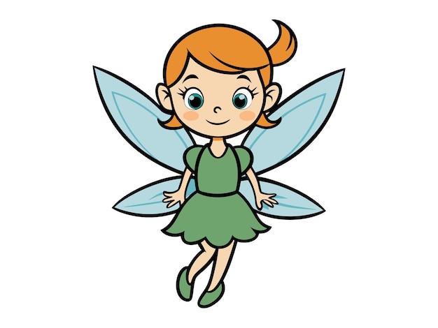 Vector a drawing of a fairy with a green dress on it