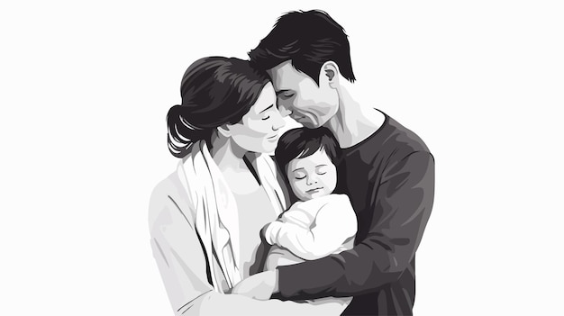 a drawing of a family with a baby