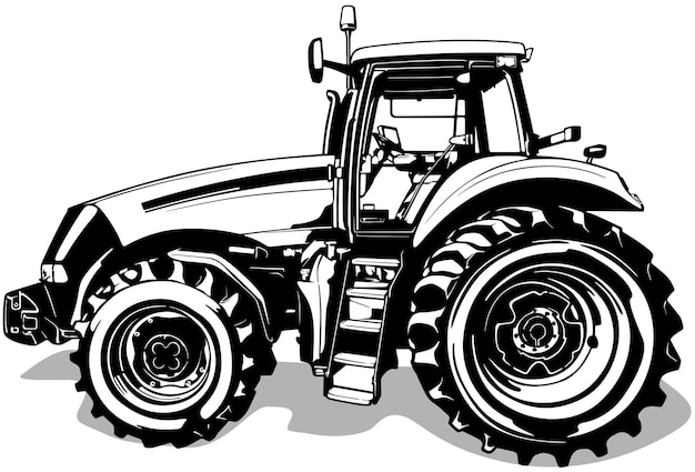 Drawing of Farm Tractor from Side View