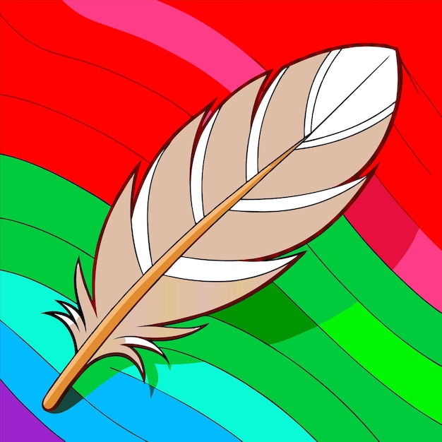 Vector a drawing of a feather with a red background with a red background