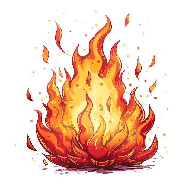 a drawing of a fire that has flames on it