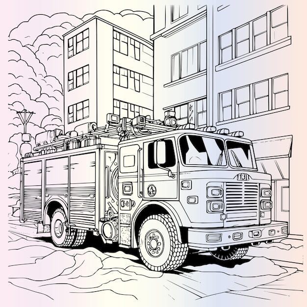 Vector a drawing of a fire truck with the number 4 on it